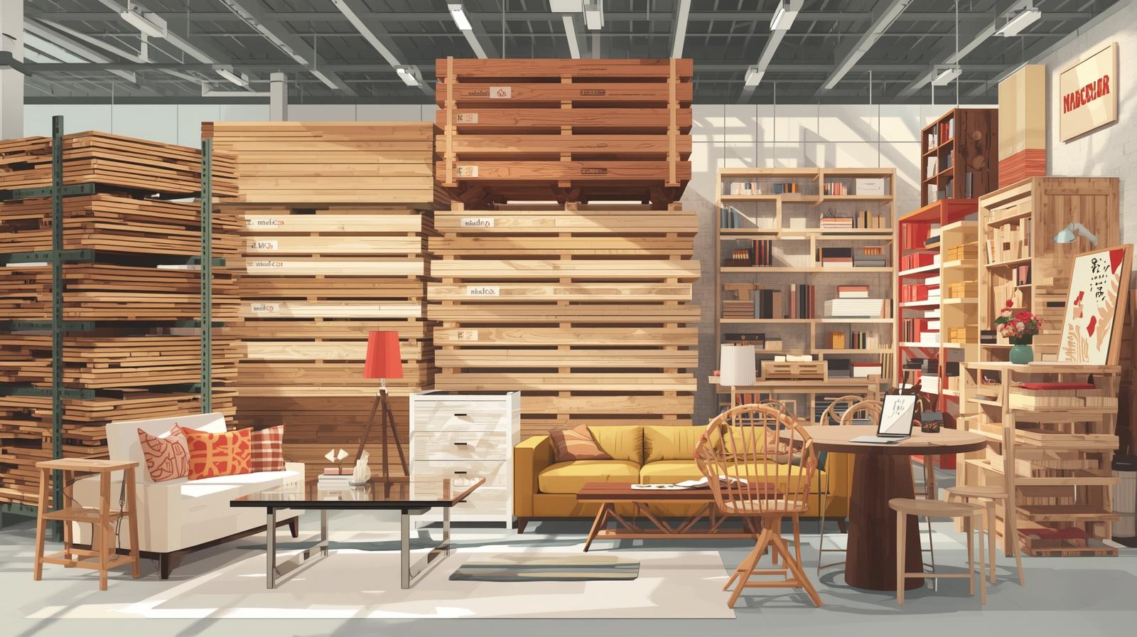 Variedad permanente de maderas y muebles